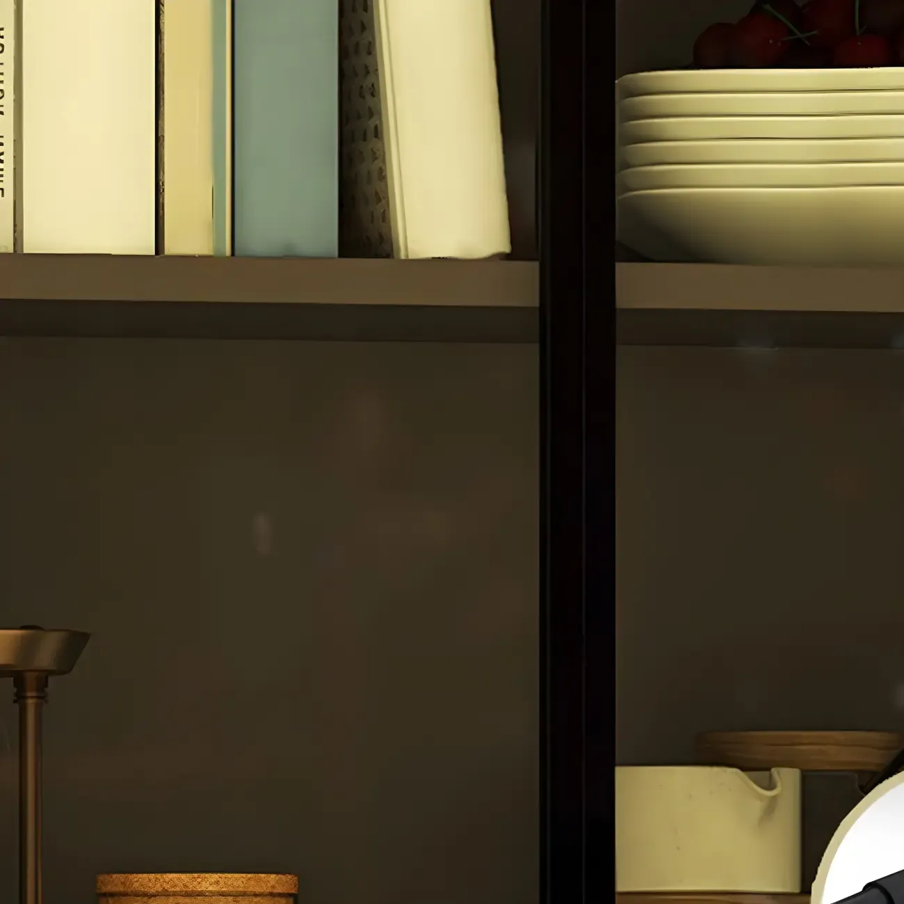 Rectangular Wood Wall-Mounted Glass Doors Display Cabinet Image - 11