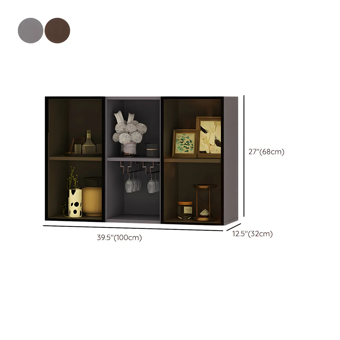Rectangular Wood Wall-Mounted Glass Doors Display Cabinet #size | homeyfad