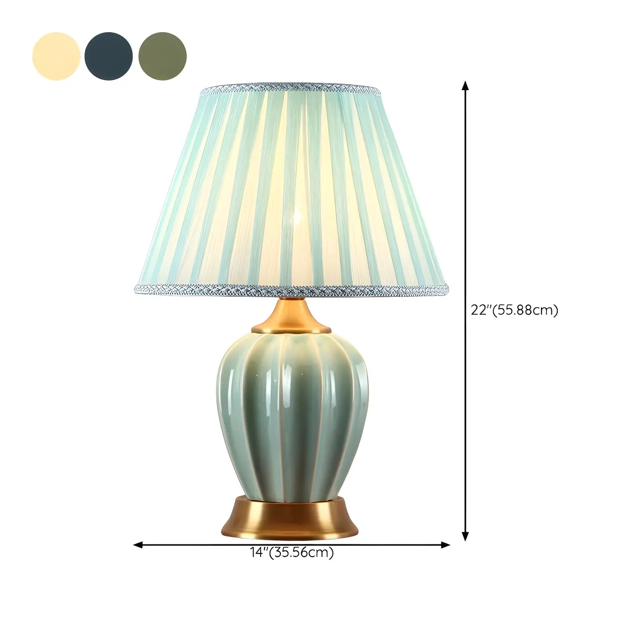 Elegant Barrel Fabric Shade Ceramic Table Lamp for Bedroom #size | homeyfad