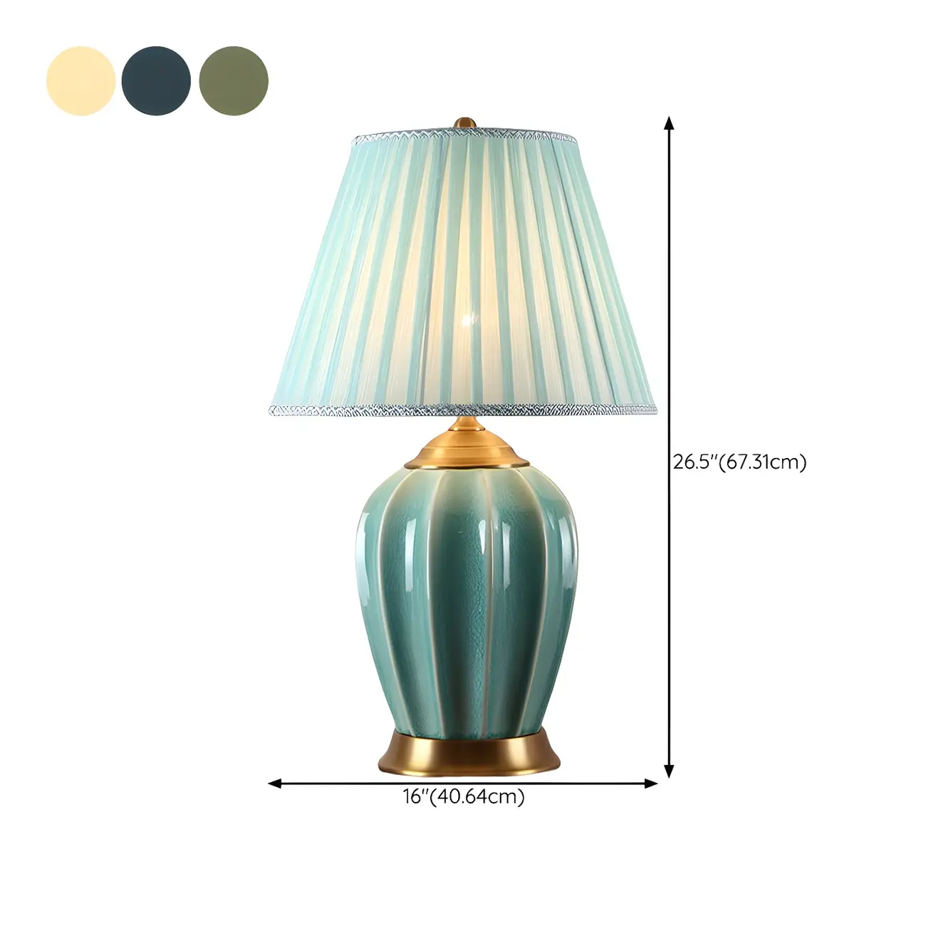 Elegant Barrel Fabric Shade Ceramic Table Lamp for Bedroom Image - 27 | homeyfad