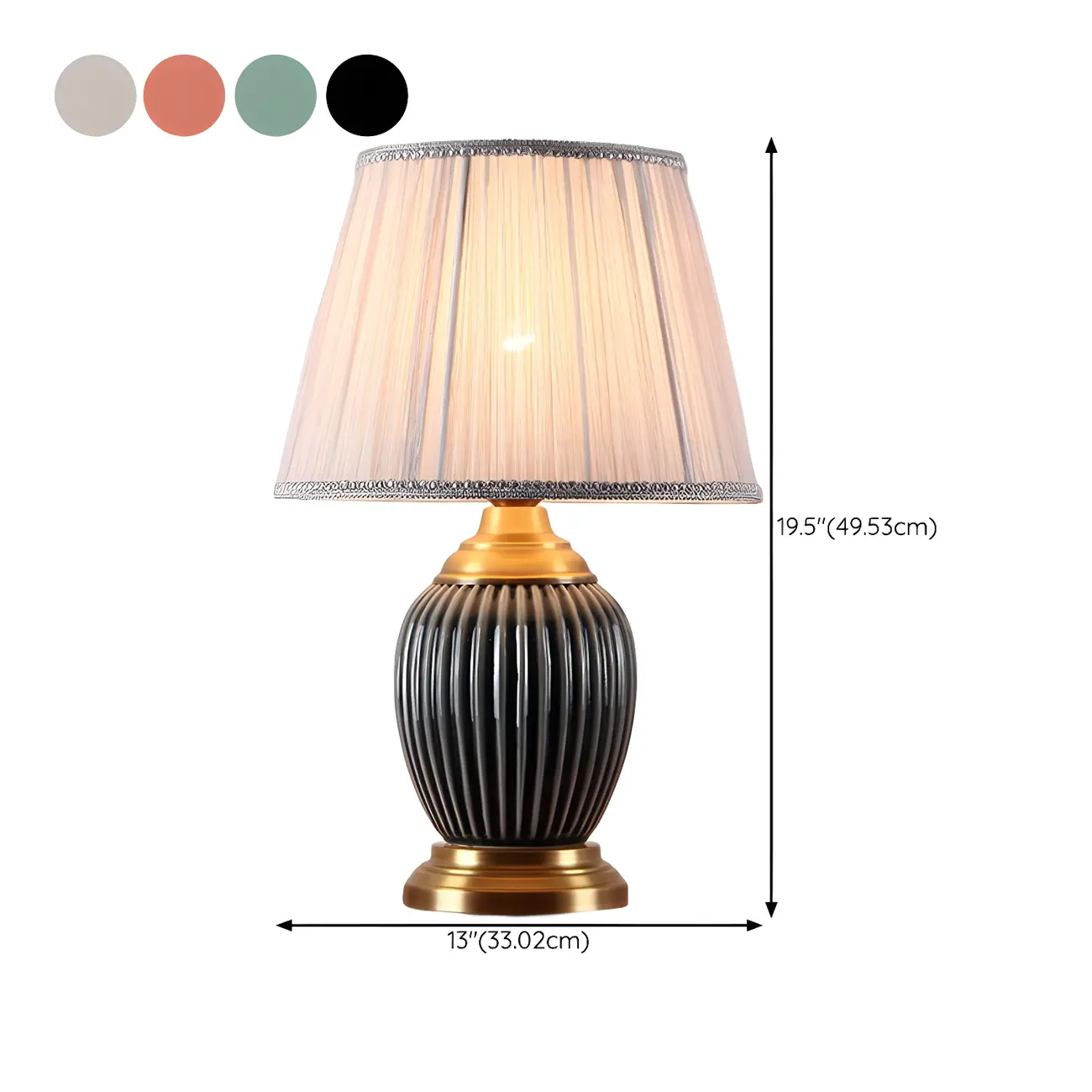 Elegant Barrel Fabric Shade Ceramic Table Lamp for Bedroom Image - 29 | homeyfad