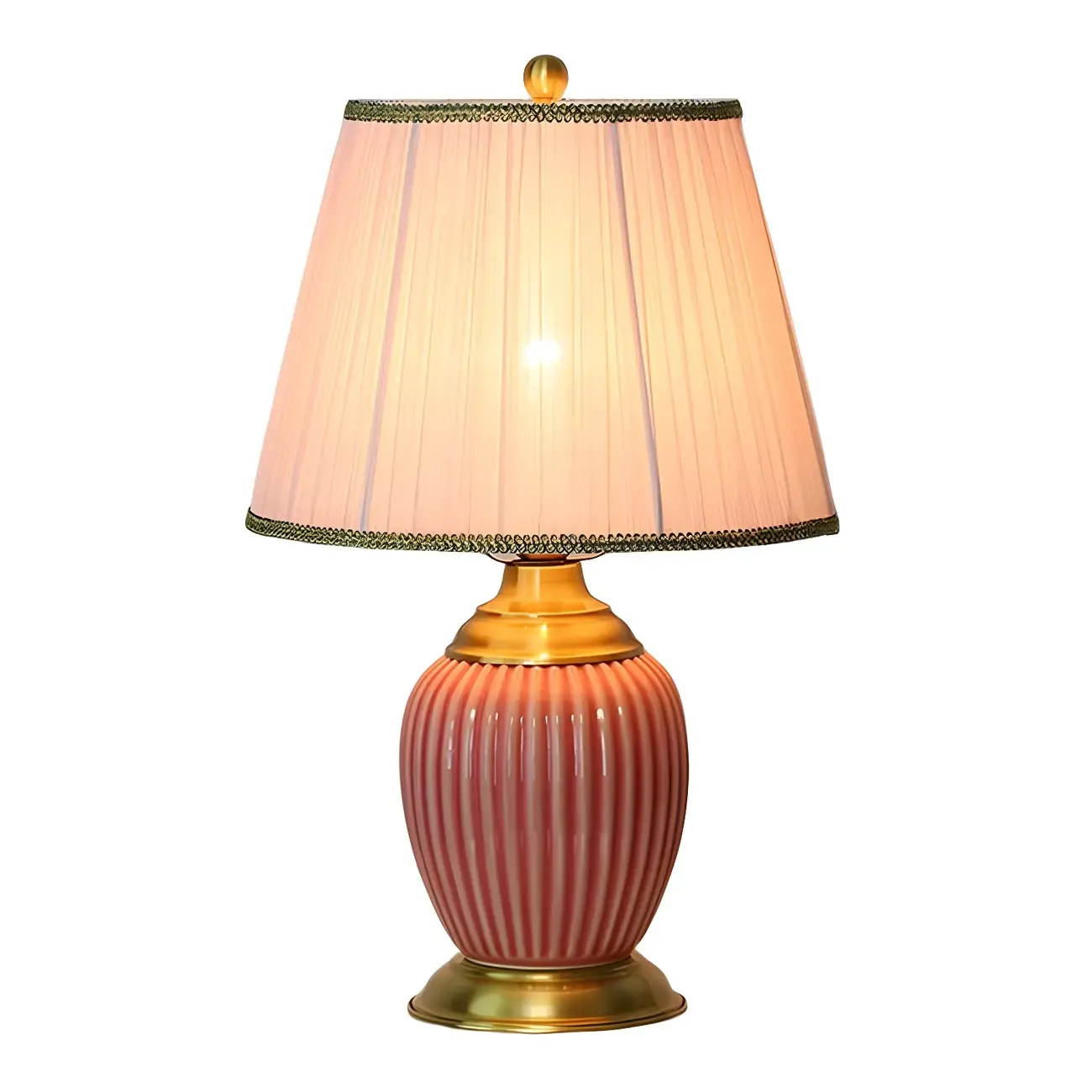 Plug-In Elegant Ceramic LED Table Lamp with Fabric Shade  Image - 12