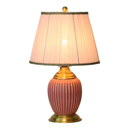 Plug-In Elegant Ceramic LED Table Lamp with Fabric Shade  Image - 12