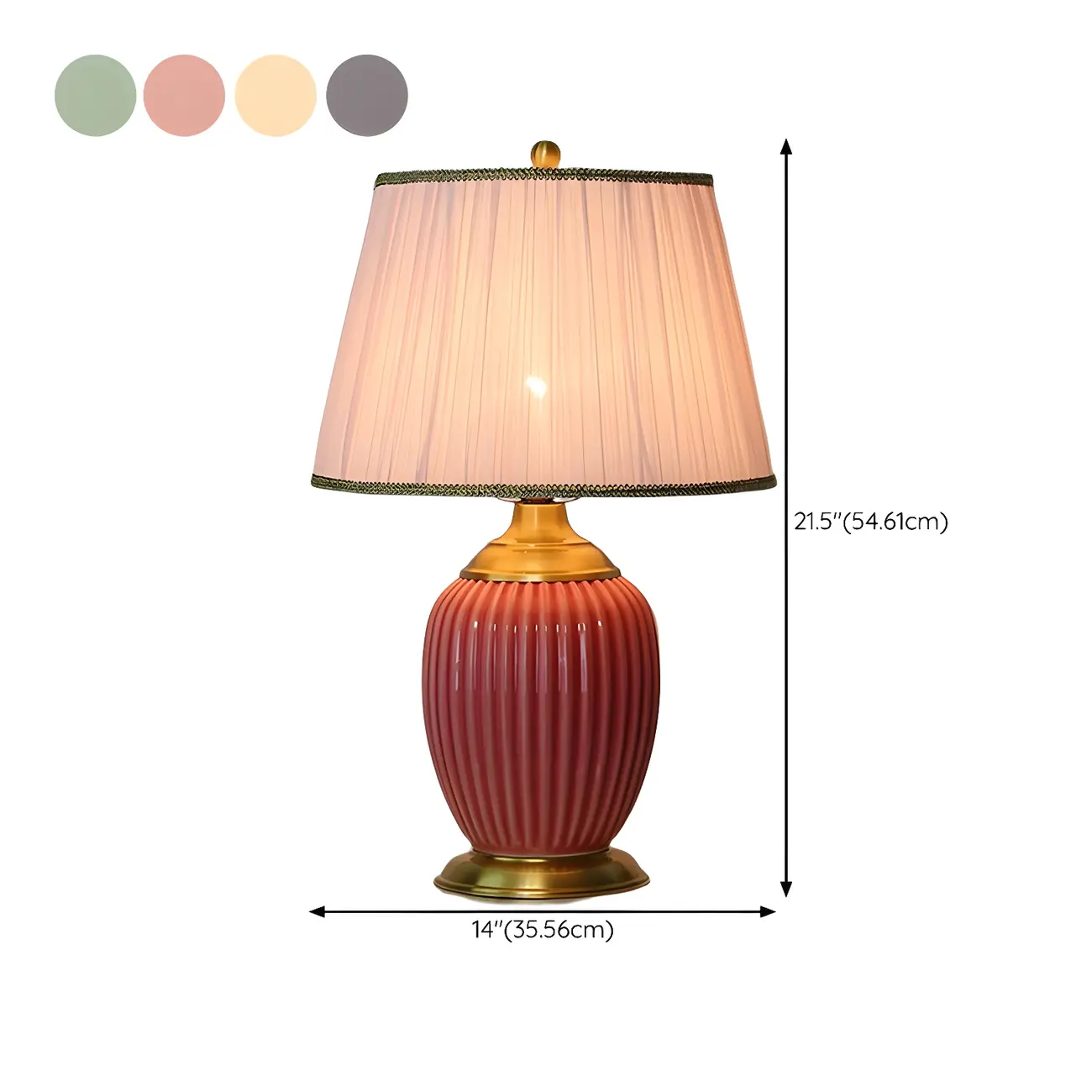 Plug-In Elegant Ceramic LED Table Lamp with Fabric Shade  Image - 24 | homeyfad