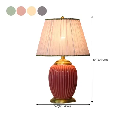 Plug-In Elegant Ceramic LED Table Lamp with Fabric Shade  Image - 25
