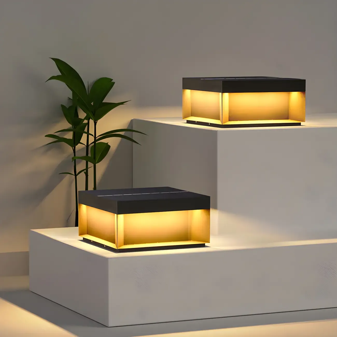 Square Solar Black Metal Post Cap Light Image - 3