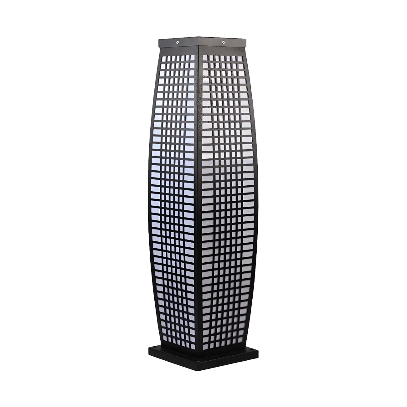 Black Metal Grid Vertical Post Cap Light | HomeyFad