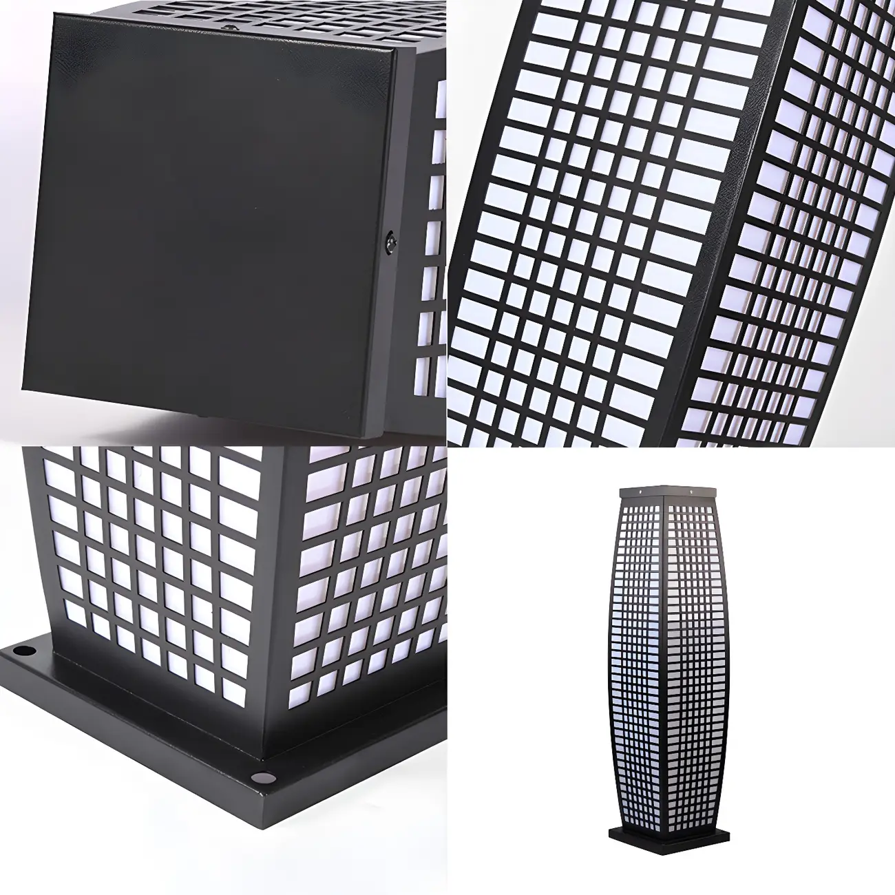 Black Metal Grid Vertical Post Cap Light Image - 11 | homeyfad