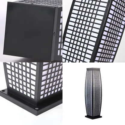Black Metal Grid Vertical Post Cap Light Image - 11