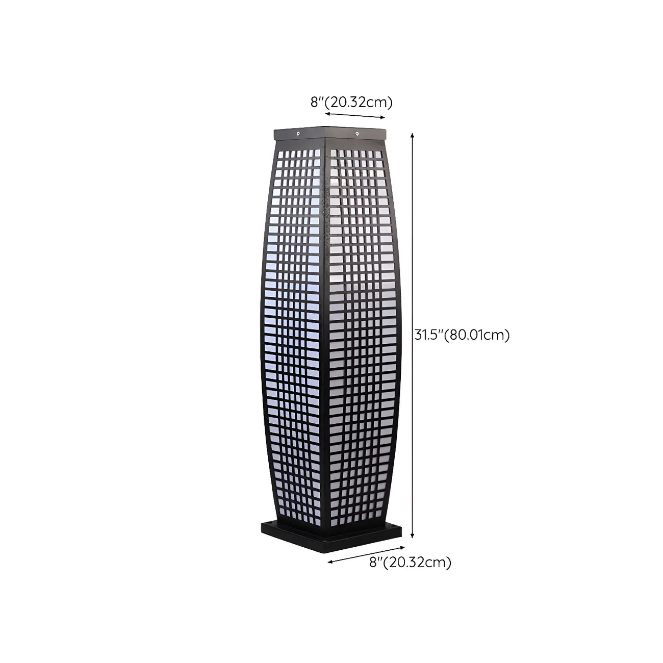 Black Metal Grid Vertical Post Cap Light #size