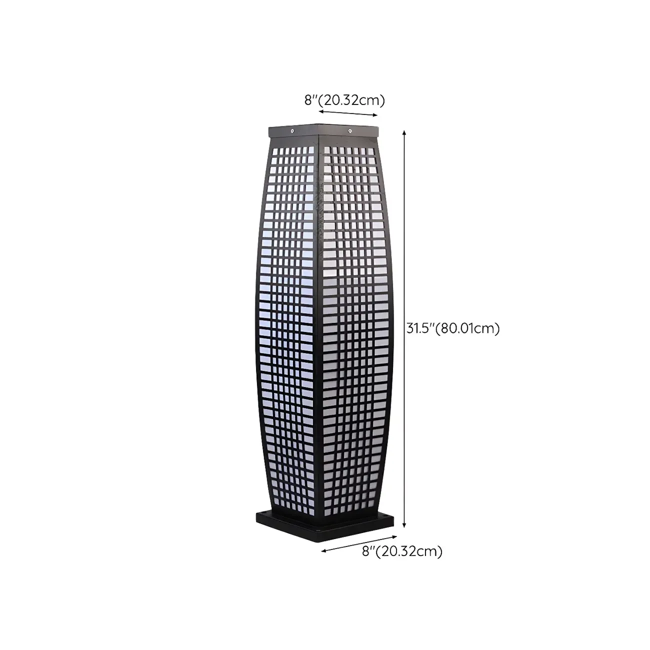 Black Metal Grid Vertical Post Cap Light #size