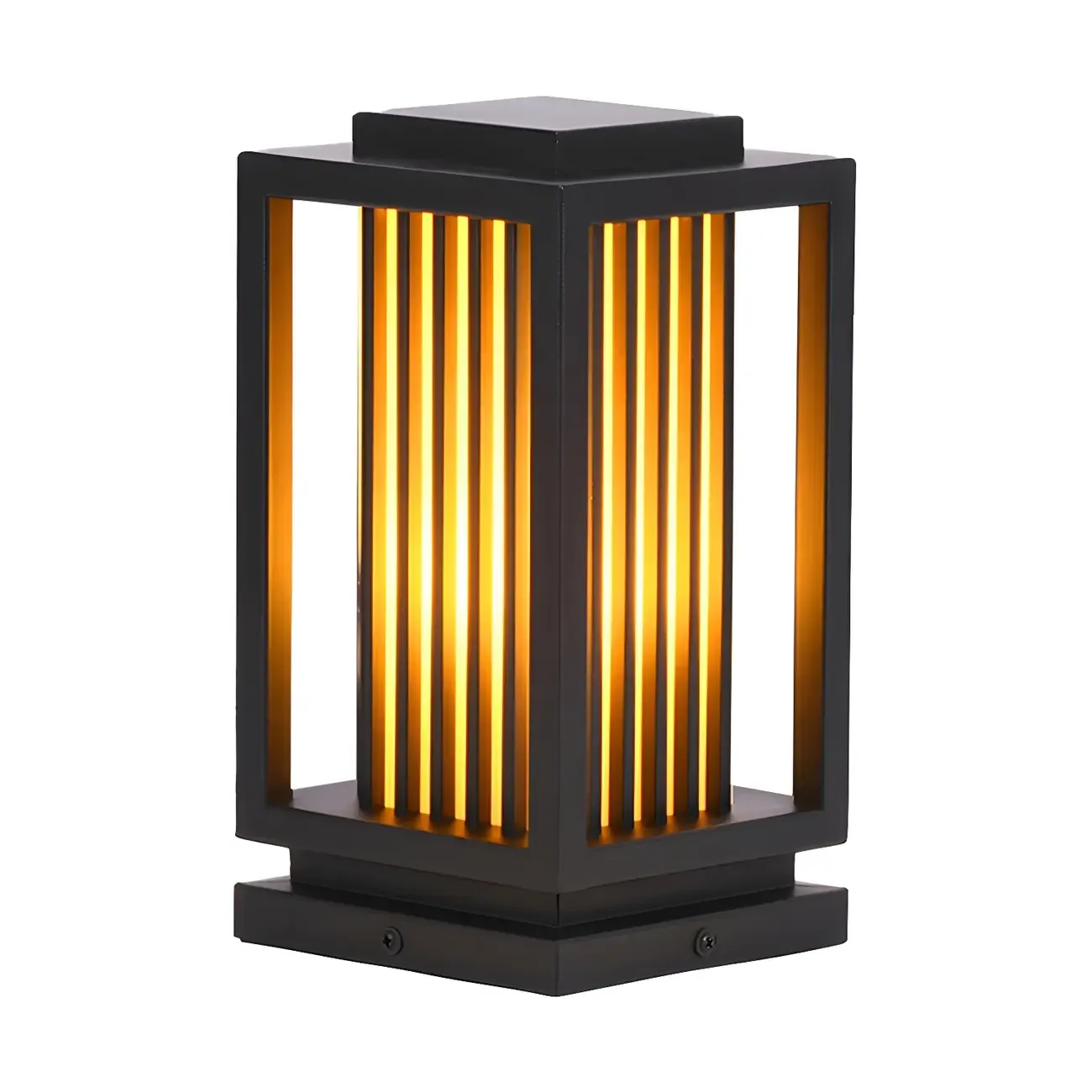 Wired Vertical Striped Glass Post Cap Light Image - 10