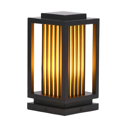 Wired Vertical Striped Glass Post Cap Light Image - 10