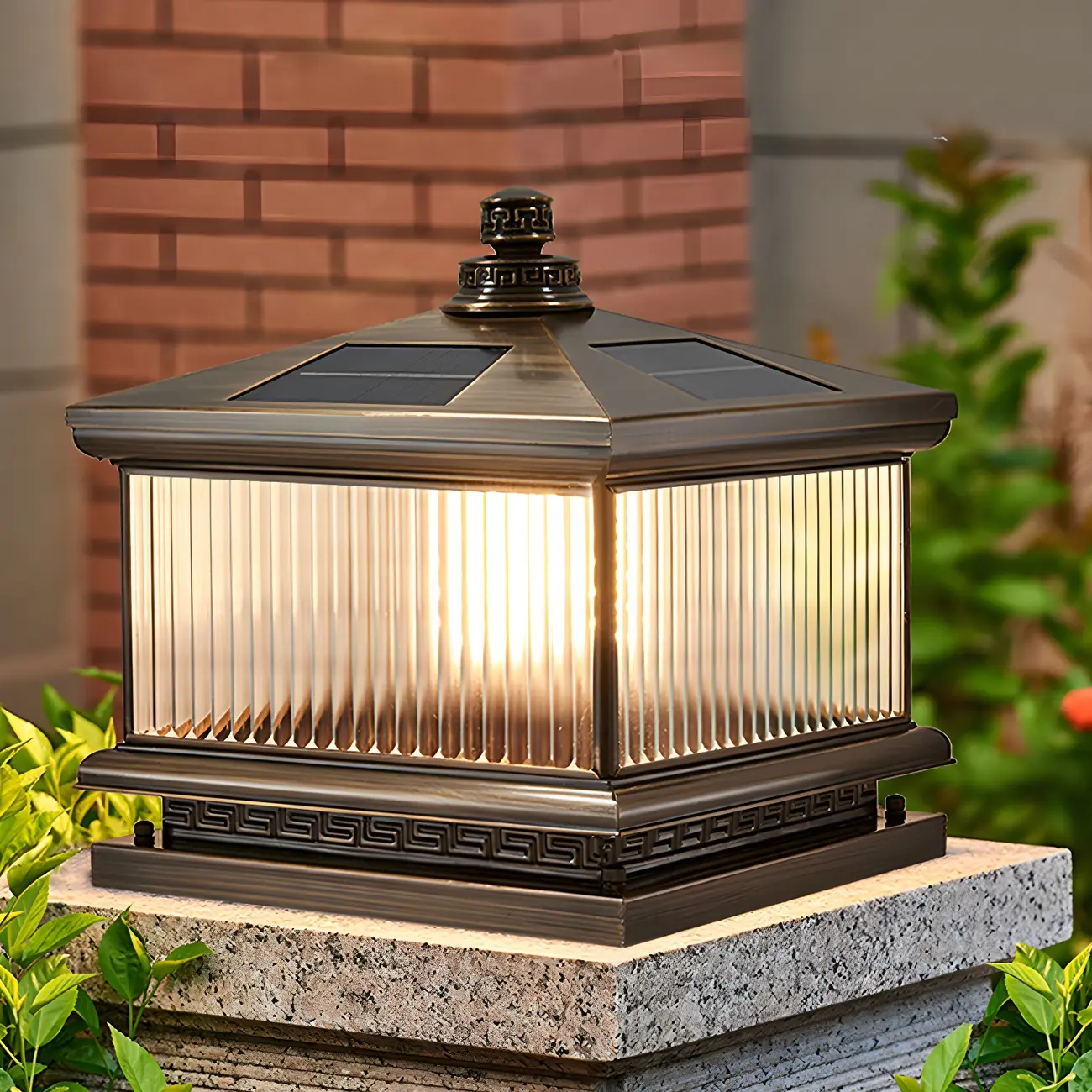 Outdoor Bronze Solar 3-Color LED Backyard Post Cap Light Image - 2 | homeyfad