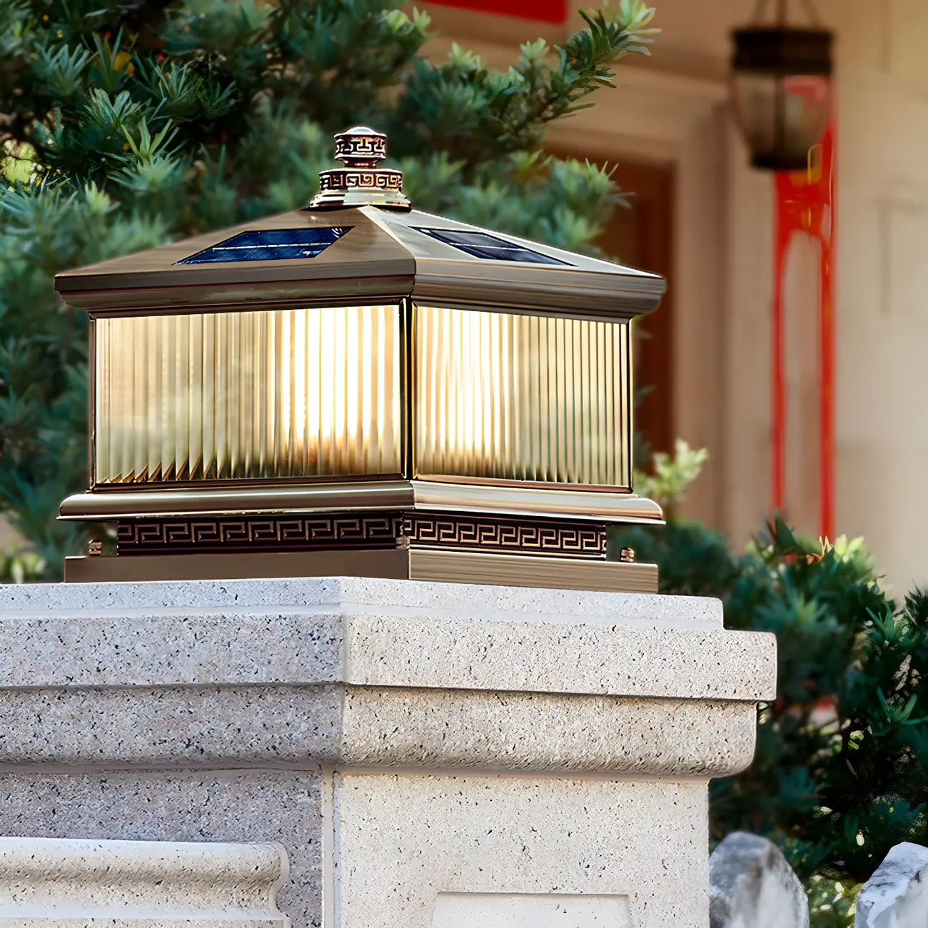 Outdoor Bronze Solar 3-Color LED Backyard Post Cap Light Image - 4 | homeyfad