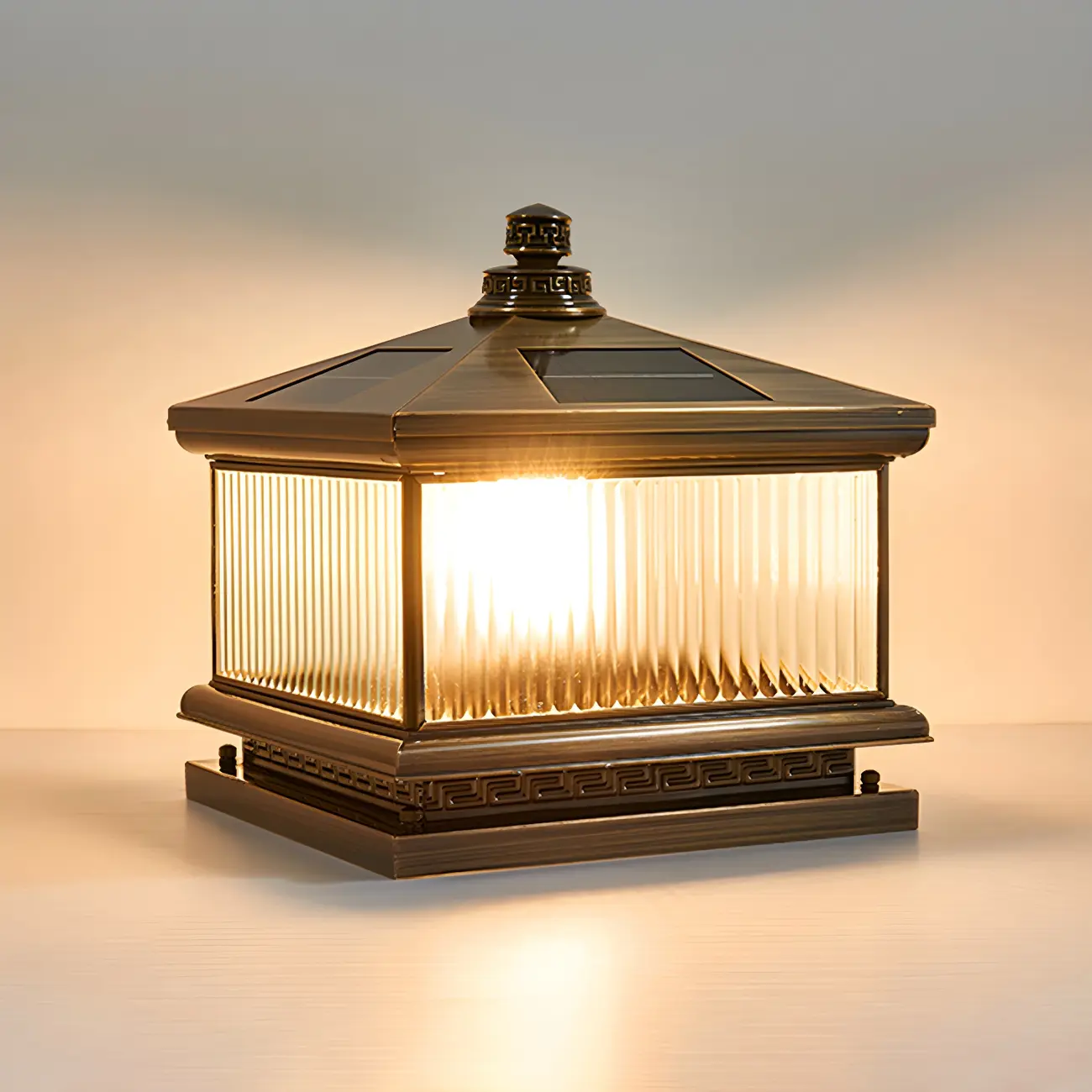 Outdoor Bronze Solar 3-Color LED Backyard Post Cap Light Image - 9 | homeyfad