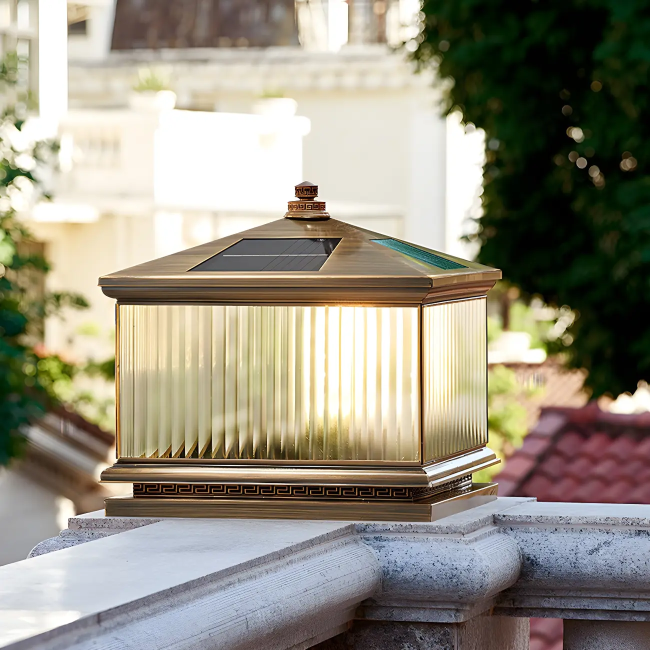 Outdoor Bronze Solar 3-Color LED Backyard Post Cap Light Image - 5 | homeyfad