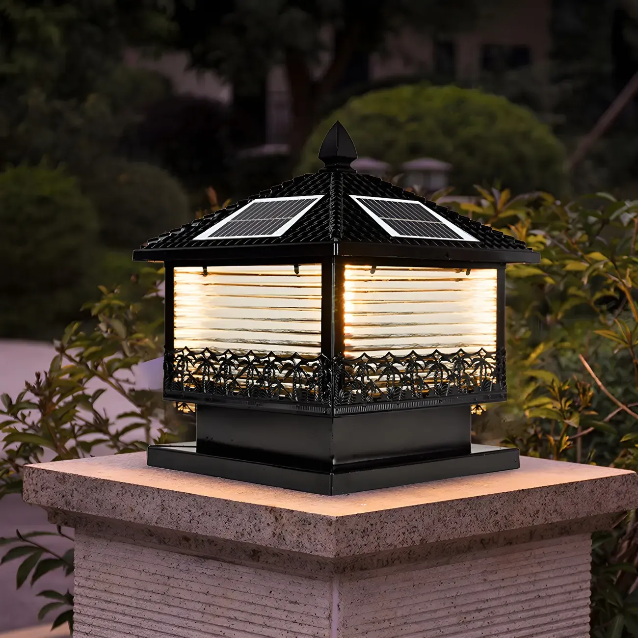 House-Shape Metal Solar Post Cap Light Image - 1