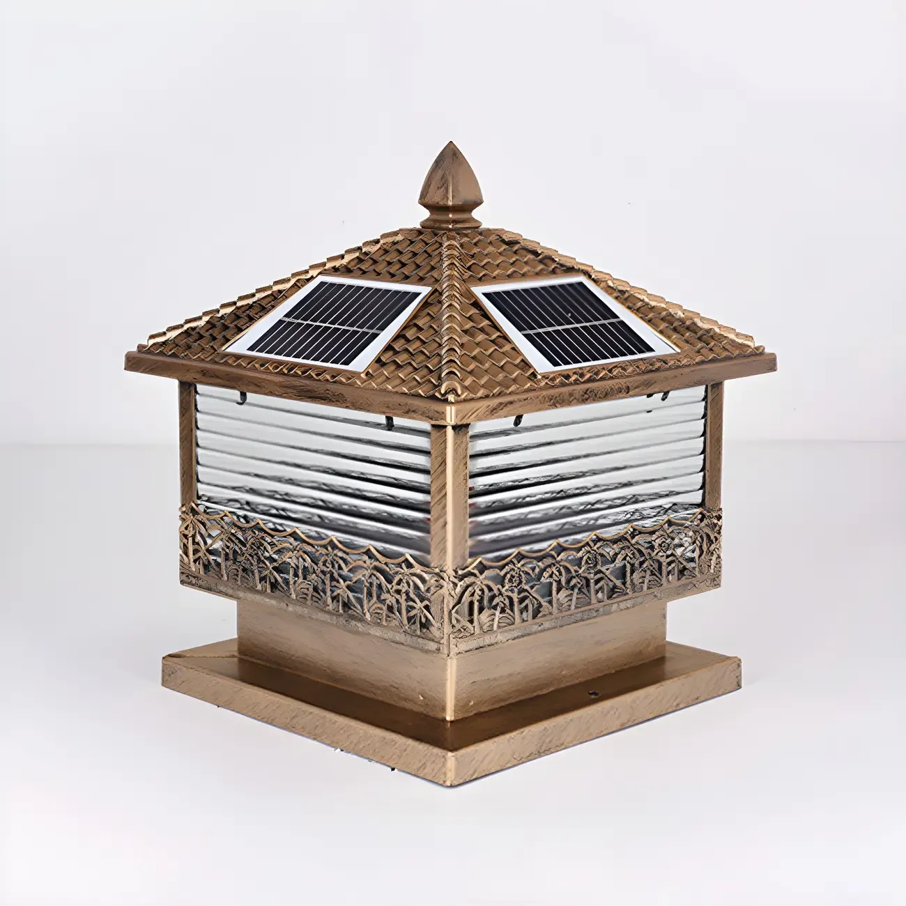 House-Shape Metal Solar Post Cap Light Image - 5