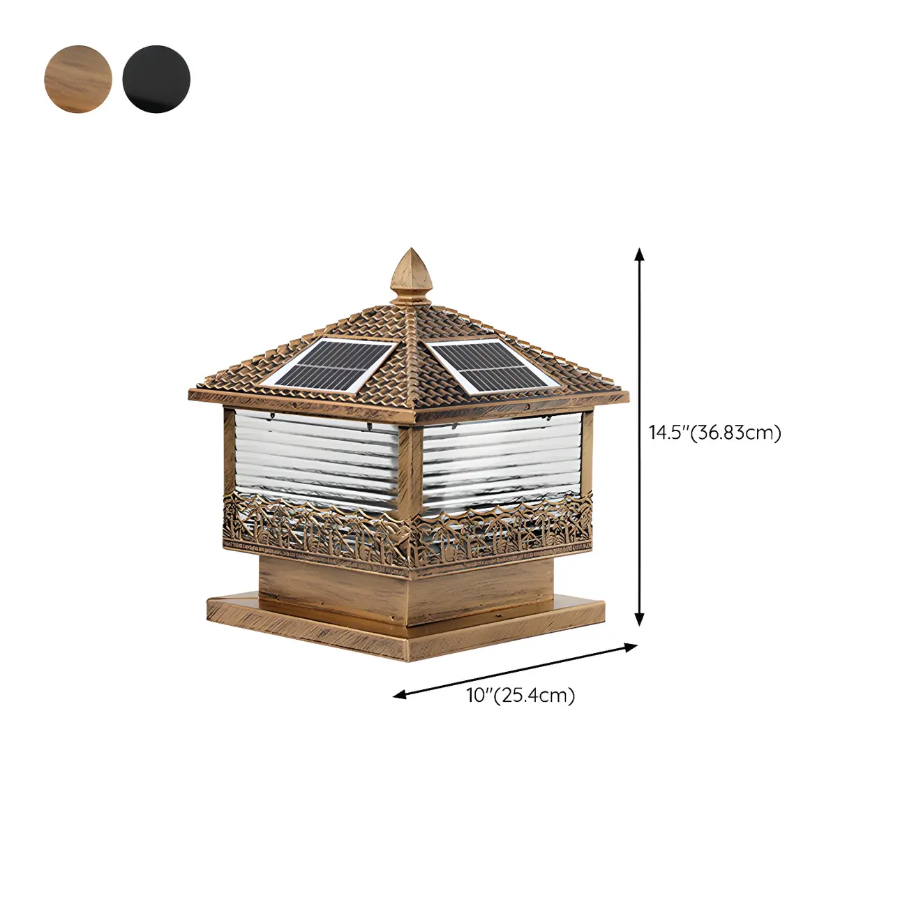 House-Shape Metal Solar Post Cap Light #size | homeyfad
