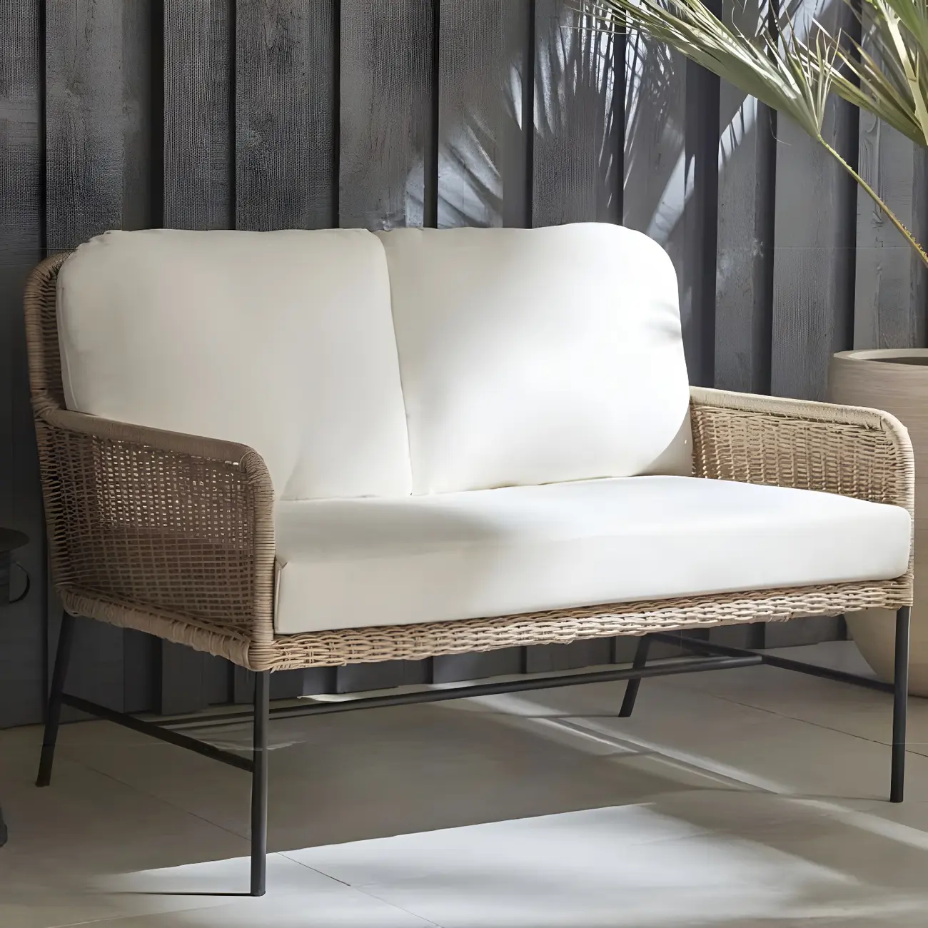 UV Resistant Metal Frame Industrial Outdoor Sofa in Natural Image - 1 | homeyfad