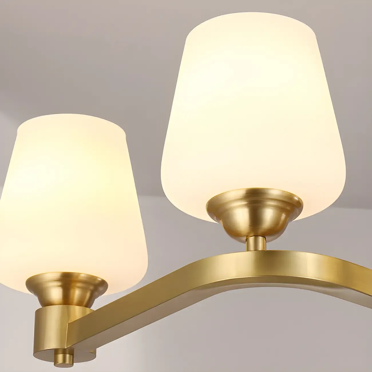 Adjustable 6-Light Brass Glass Chandelier for Dining Area Image - 4