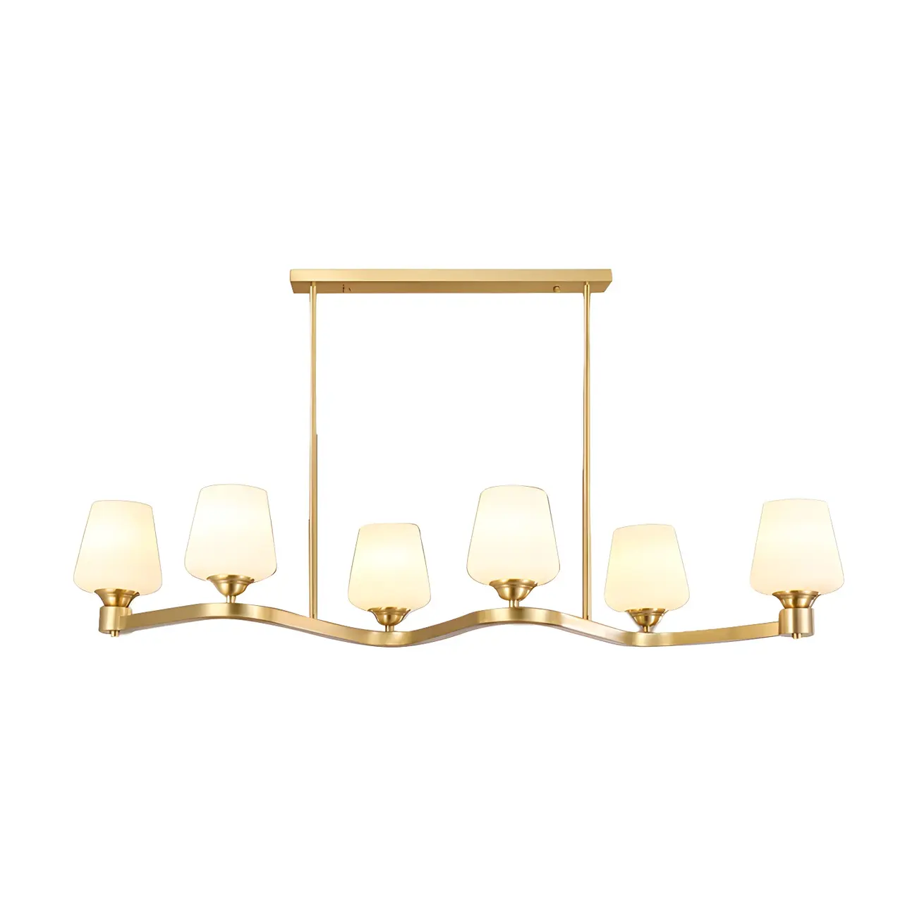 Adjustable 6-Light Brass Glass Chandelier for Dining Area Image - 5 | homeyfad