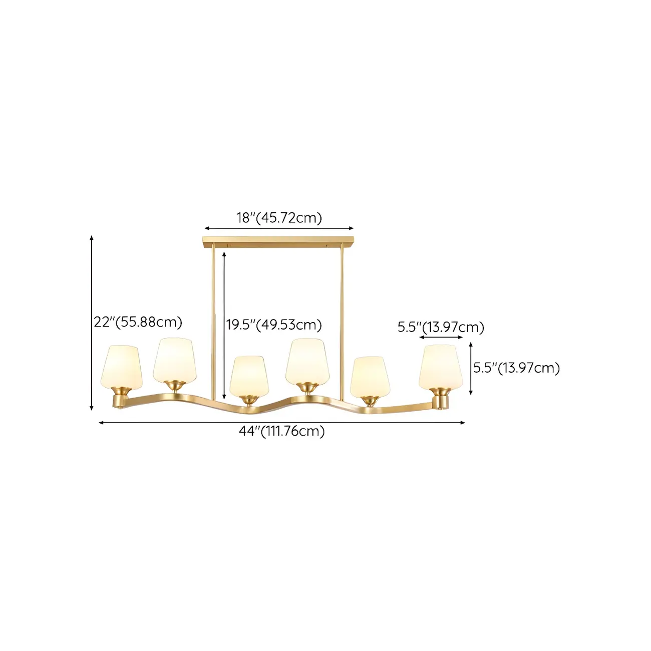 Adjustable 6-Light Brass Glass Chandelier for Dining Area #size | homeyfad