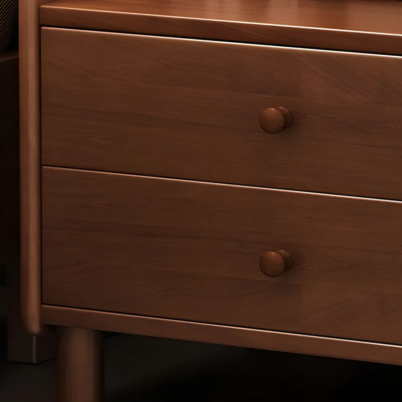 Narrow Versatile 2 Drawers Solid Wood White Nightstand Image - 6