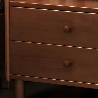 Narrow Versatile 2 Drawers Solid Wood White Nightstand Image - 6