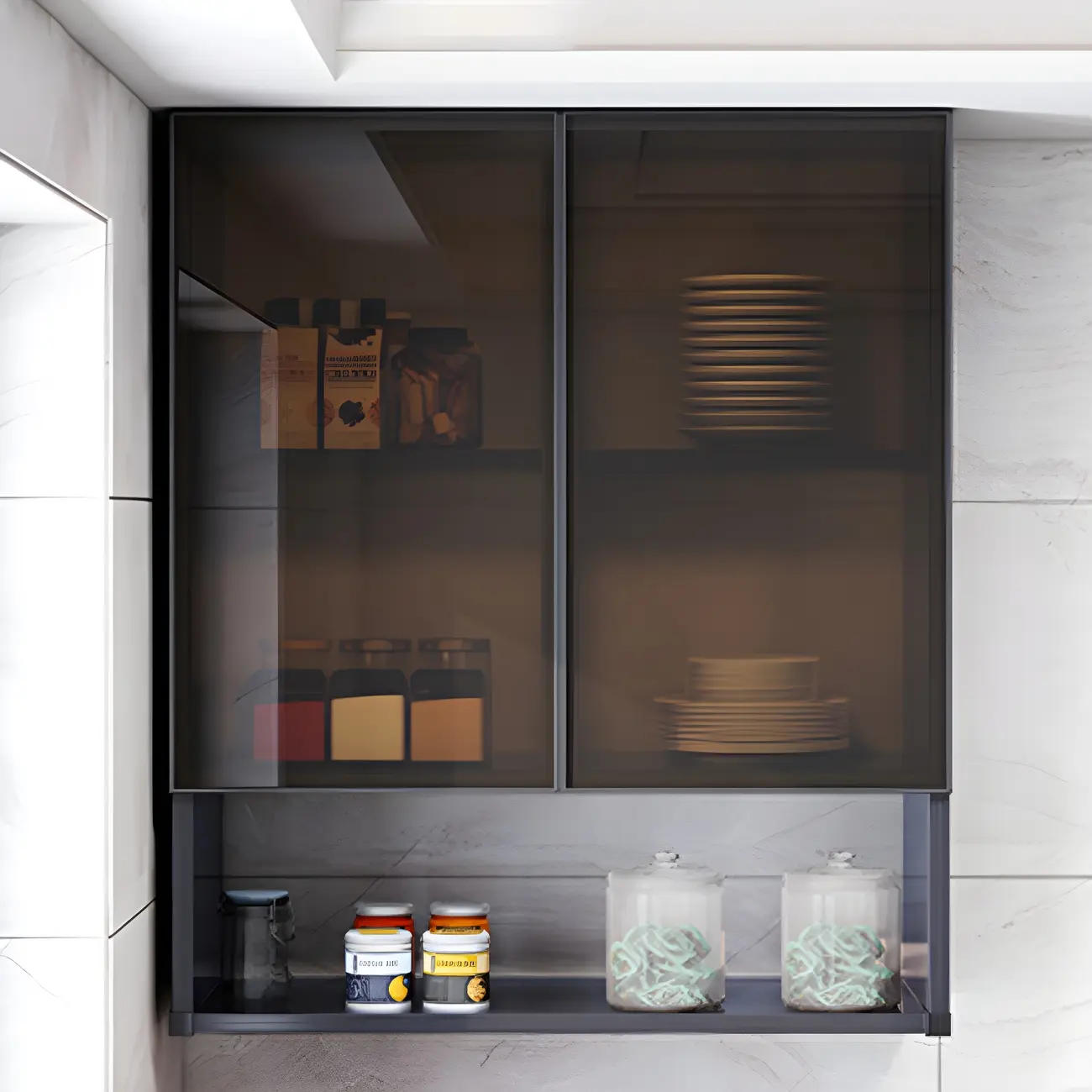 Traditional Metal Floating Mount Display Cabinet for Kitchen Image - 3 | homeyfad