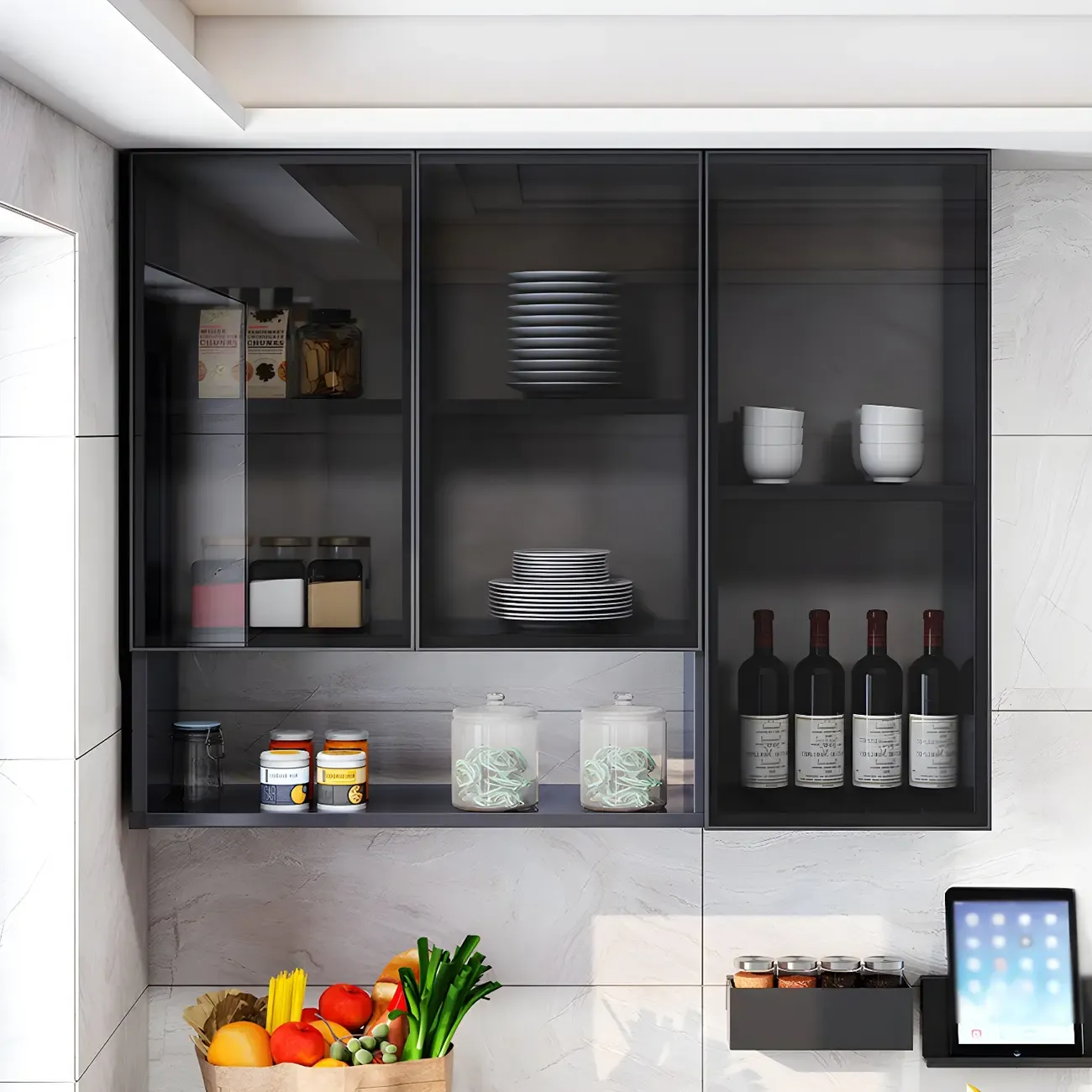 Traditional Metal Floating Mount Display Cabinet for Kitchen Image - 6