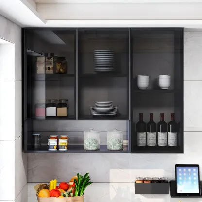 Traditional Metal Floating Mount Display Cabinet for Kitchen Image - 6