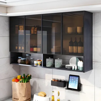 Traditional Metal Floating Mount Display Cabinet for Kitchen Image - 7