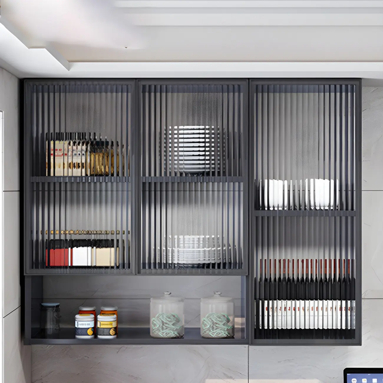 Traditional Metal Floating Mount Display Cabinet for Kitchen Image - 8 | homeyfad