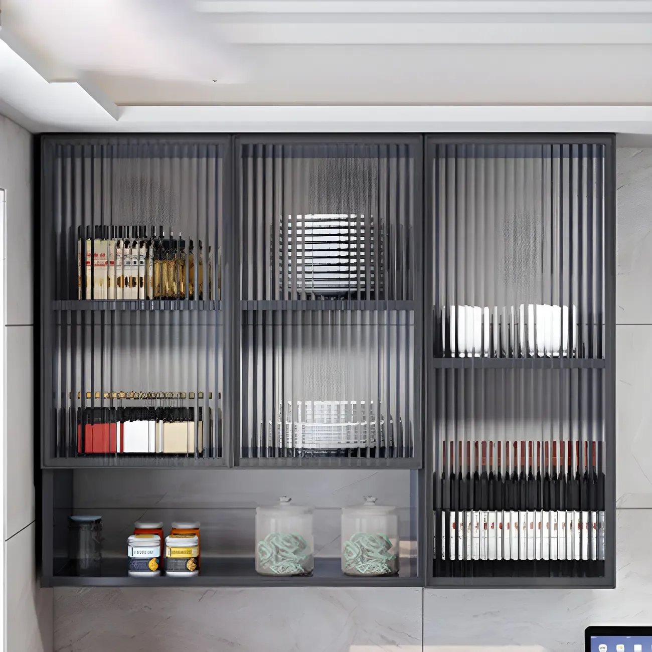 Traditional Metal Floating Mount Display Cabinet for Kitchen Image - 8