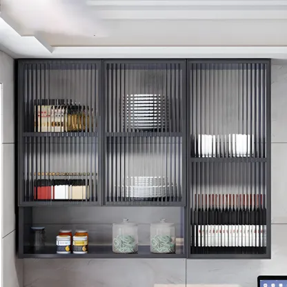 Traditional Metal Floating Mount Display Cabinet for Kitchen Image - 8
