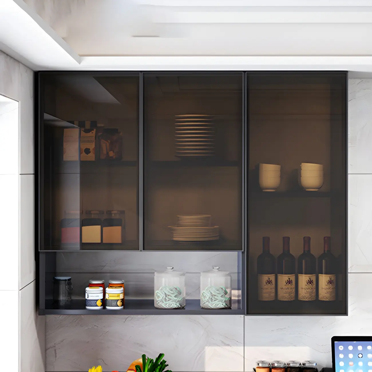 Traditional Metal Floating Mount Display Cabinet for Kitchen Image - 10 | homeyfad