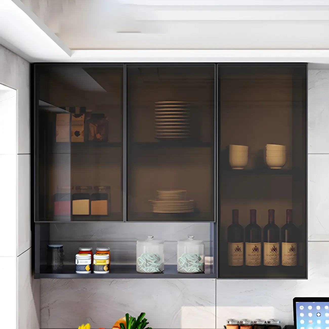 Traditional Metal Floating Mount Display Cabinet for Kitchen Image - 10