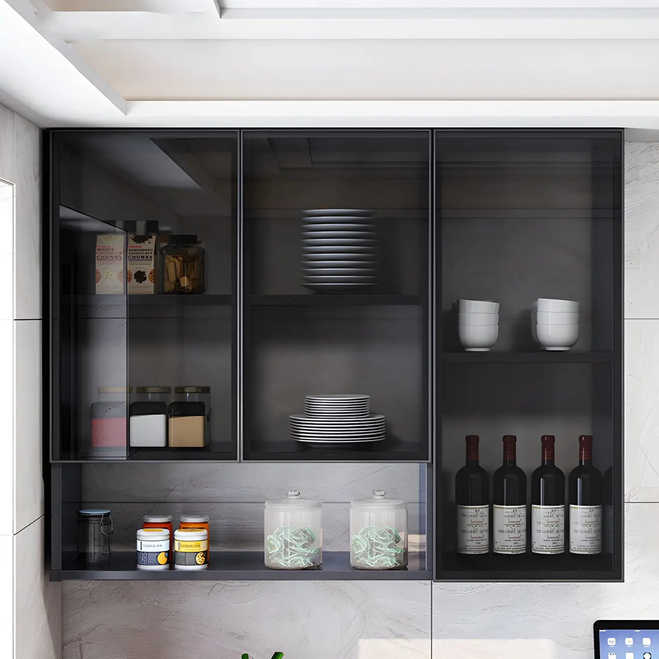 Traditional Metal Floating Mount Display Cabinet for Kitchen Image - 12 | homeyfad