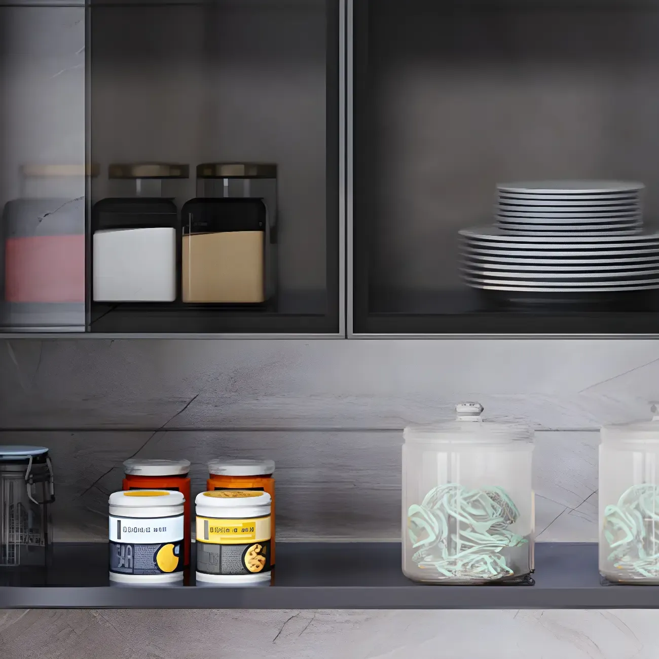 Traditional Metal Floating Mount Display Cabinet for Kitchen Image - 16