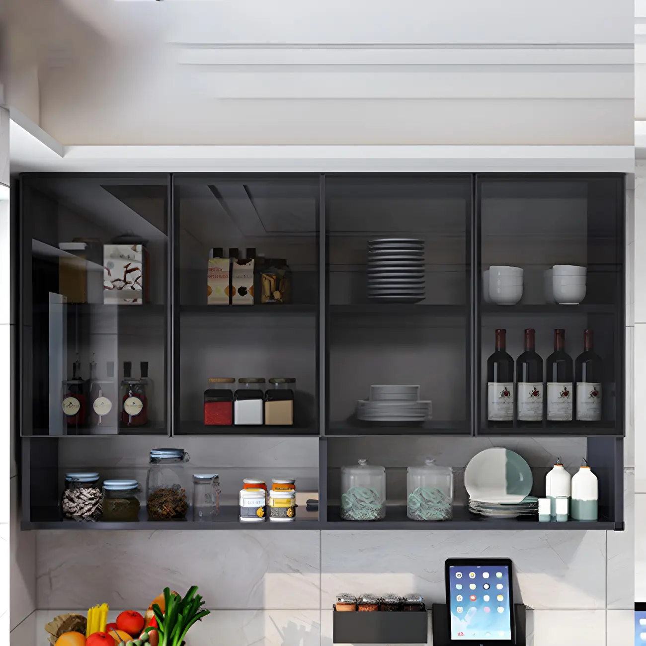 Traditional Metal Floating Mount Display Cabinet for Kitchen Image - 17 | homeyfad