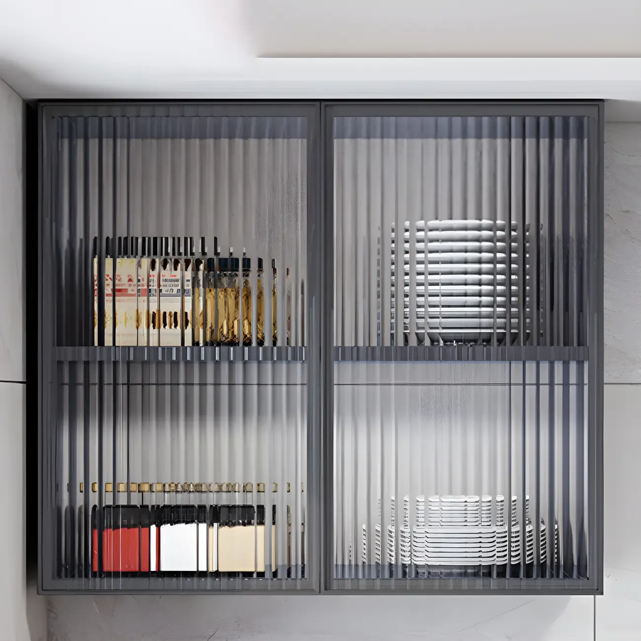 Traditional Metal Floating Mount Display Cabinet for Kitchen Image - 18