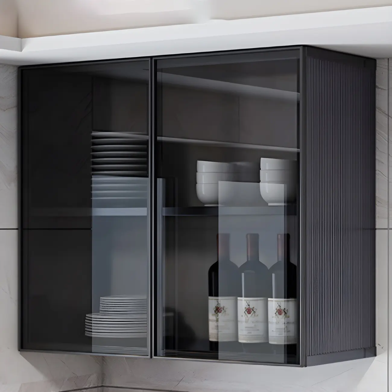 Traditional Metal Floating Mount Display Cabinet for Kitchen Image - 20 | homeyfad