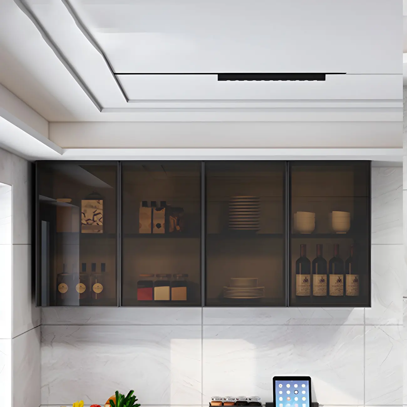 Traditional Metal Floating Mount Display Cabinet for Kitchen Image - 25 | homeyfad