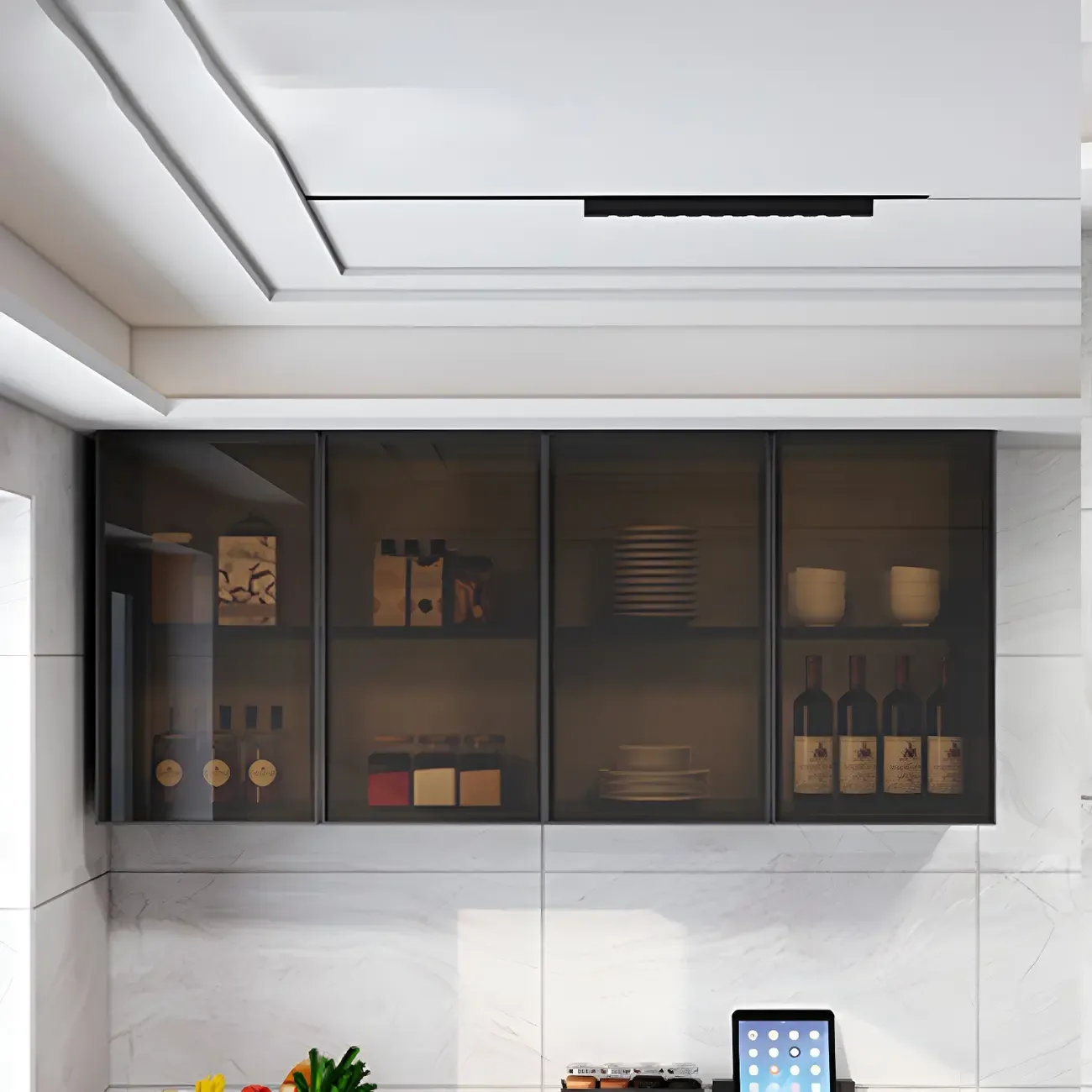 Traditional Metal Floating Mount Display Cabinet for Kitchen Image - 25