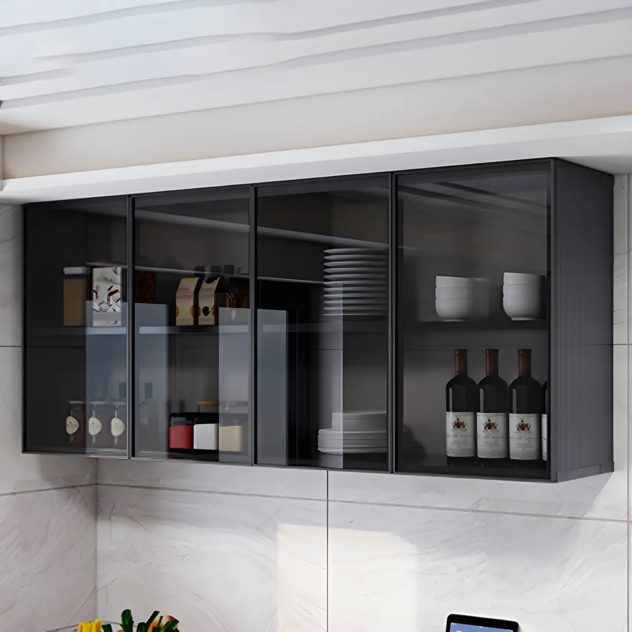 Traditional Metal Floating Mount Display Cabinet for Kitchen Image - 26 | homeyfad