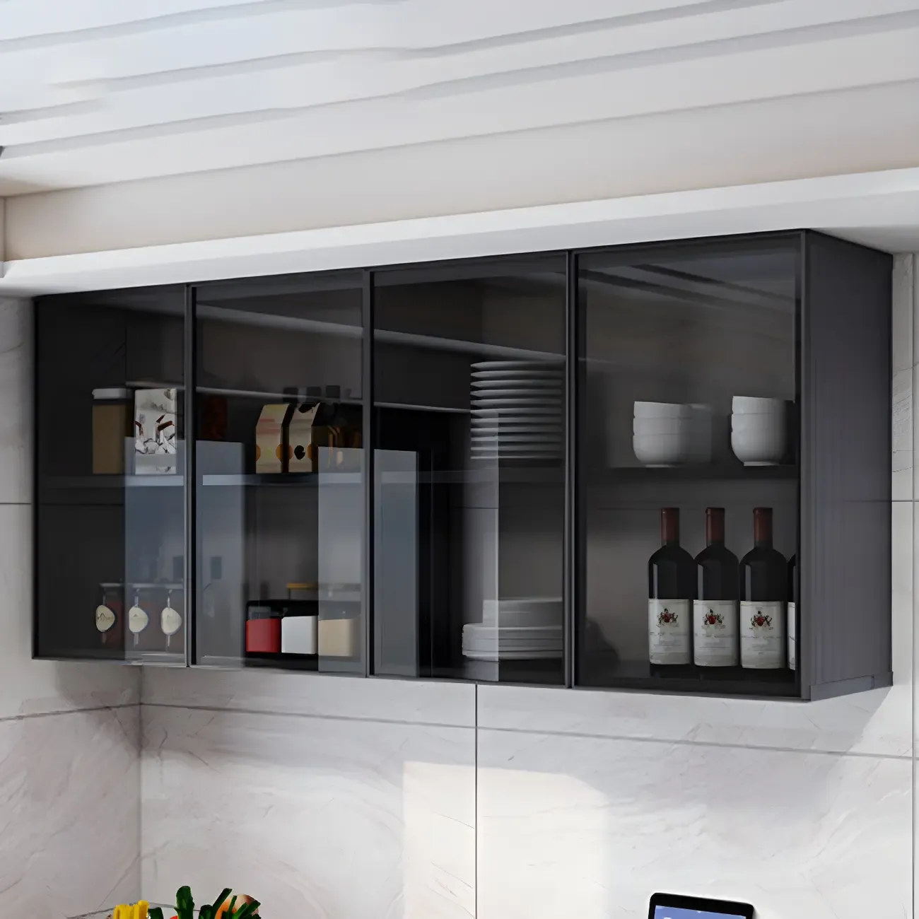 Traditional Metal Floating Mount Display Cabinet for Kitchen Image - 26