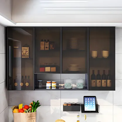 Traditional Metal Floating Mount Display Cabinet for Kitchen Image - 28