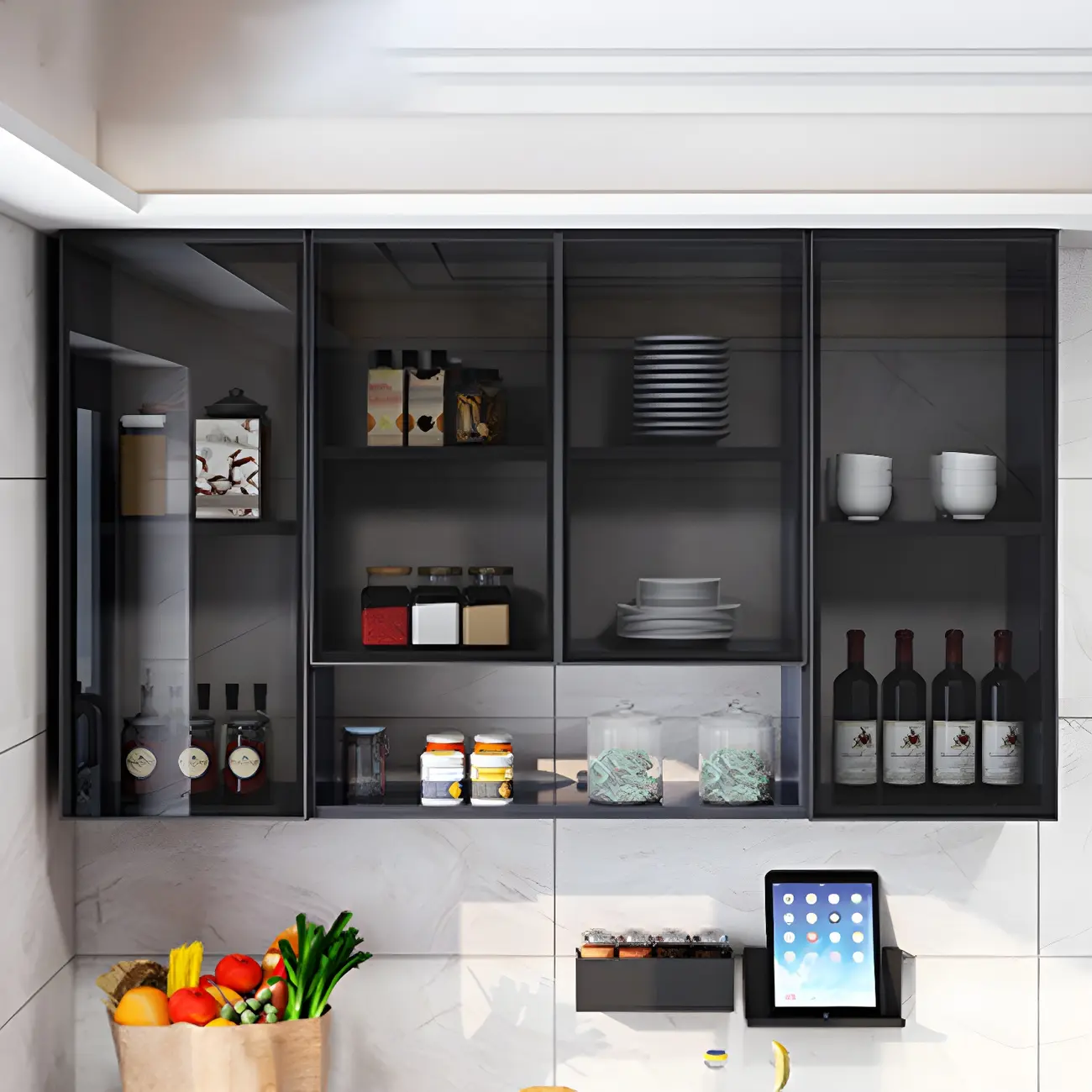 Traditional Metal Floating Mount Display Cabinet for Kitchen Image - 29 | homeyfad